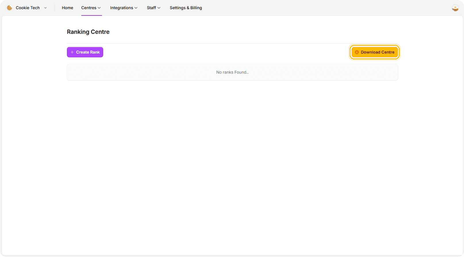 Rank Centre With Download Highlgihted